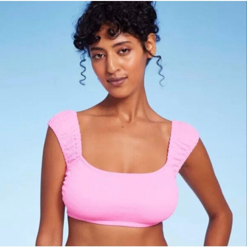 🌸 Wild Fable Pink Off The Shoulder Swim Bikini Top Womens Size Large New